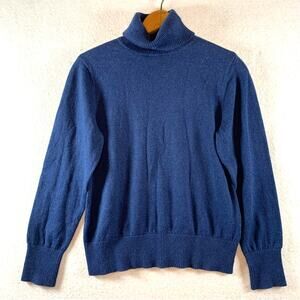 VTG LL Bean Womens Turtleneck Knit Top Sz SP Blue Coastal Preppy Academia‎ Layer